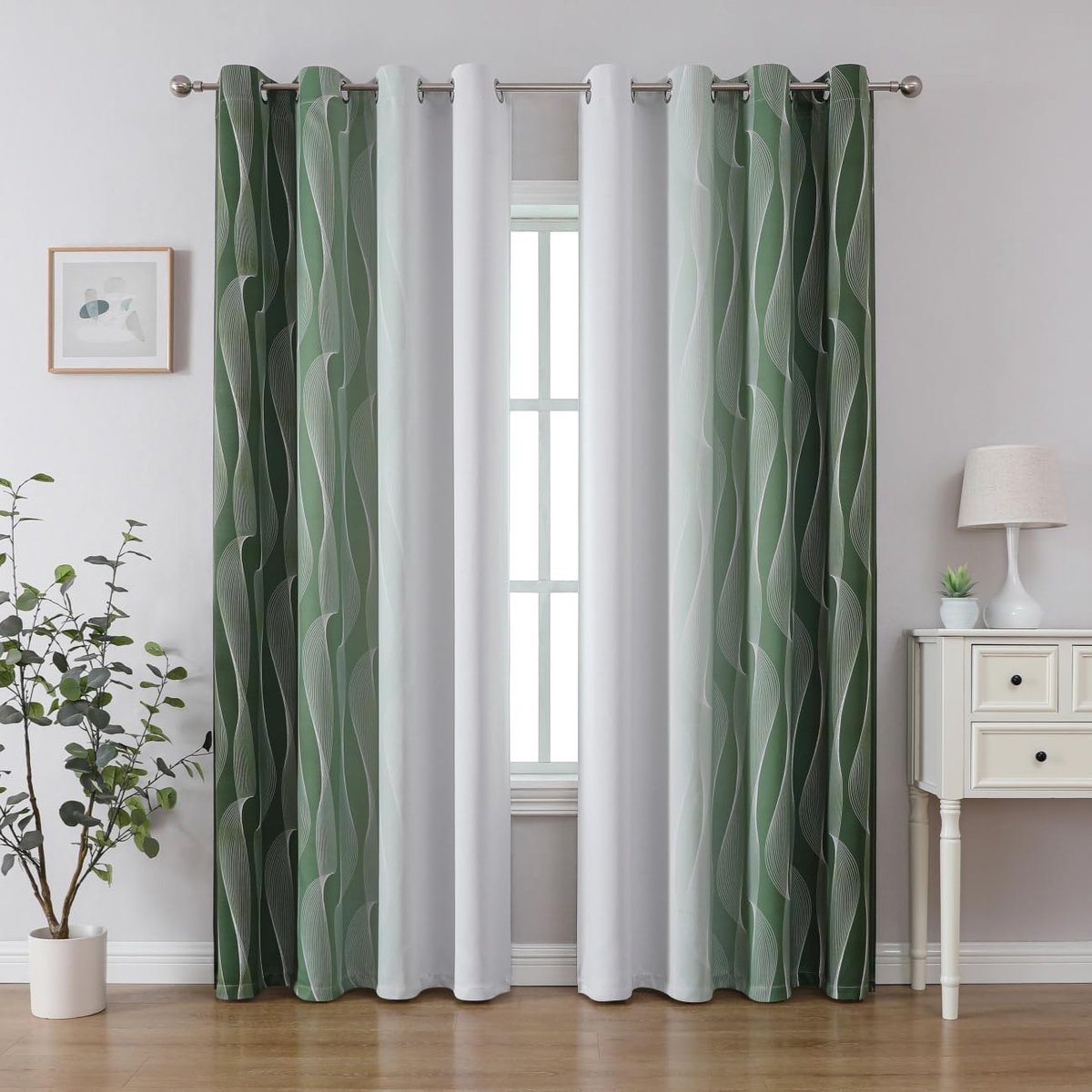 Ombre dim-out gordijnen met ringen, 2 stuks, 140 x 220 cm