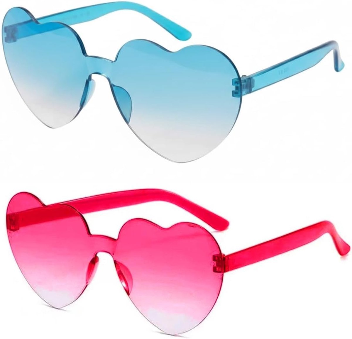 Zonder kleurverloop (Lake Blue + Red), 2 paar grappige partybrillen voor dames en meisjes. Ideaal voor festivals, bruiloften, verjaardagen en unieke cadeaus.