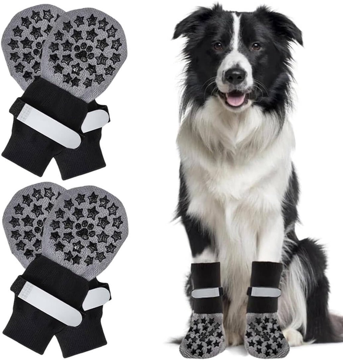 4 Textiel en accessoires voor honden, antislip, met zwarte sterren, van katoen, voor honden van 10 tot 15 kg