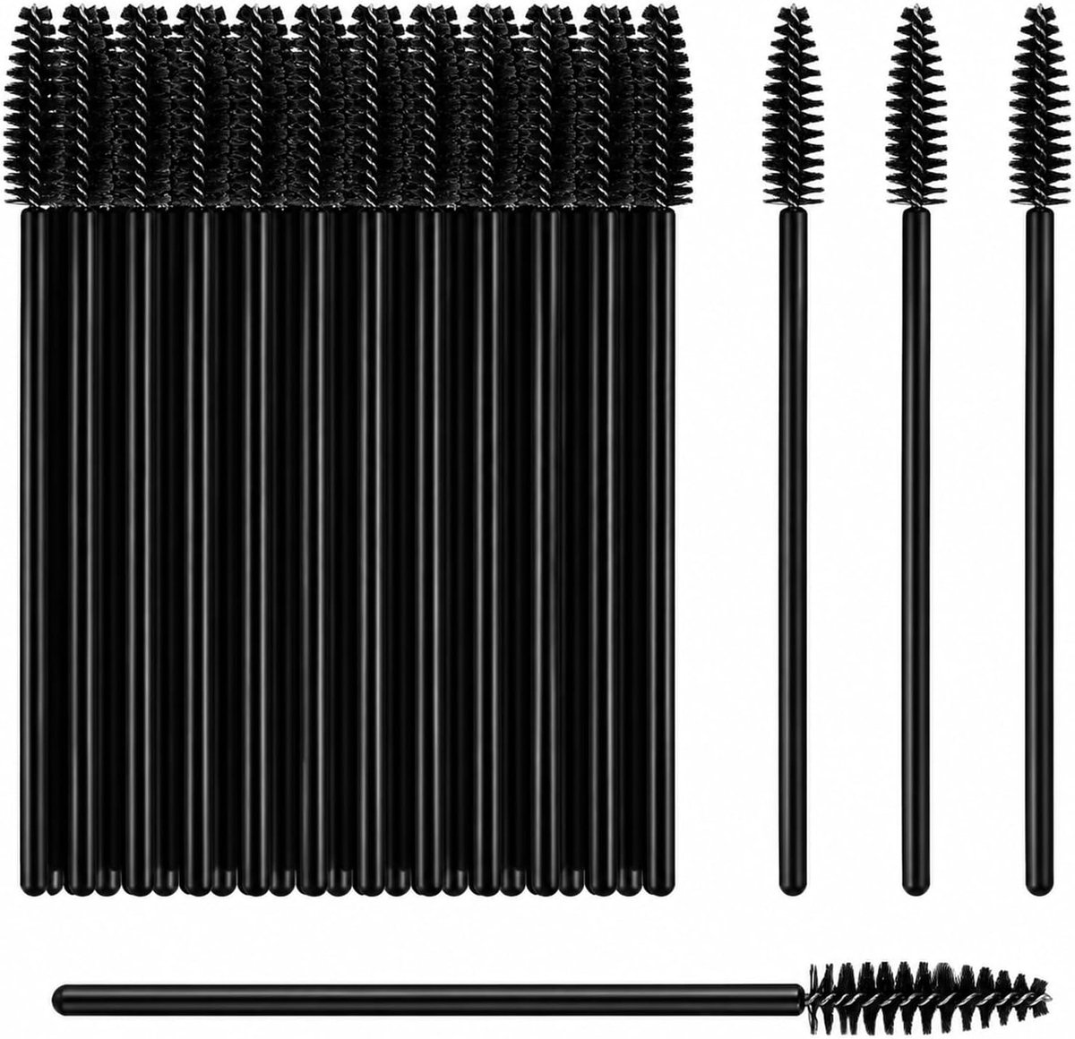 52 stuks wegwerpwimperkwasten, 9,8 cm, wimperborstel, mascara-applicator, wegwerpwimperborstel, mascara voor wimperverlenging (zwart)
