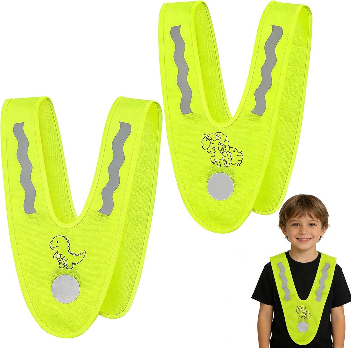 Veiligheidsvesten voor kinderen, V-vormige reflecterende kraag, reflecterend vest voor kinderen, veiligheidsvest, reflecterend vest voor veiligheid - Wasbaar