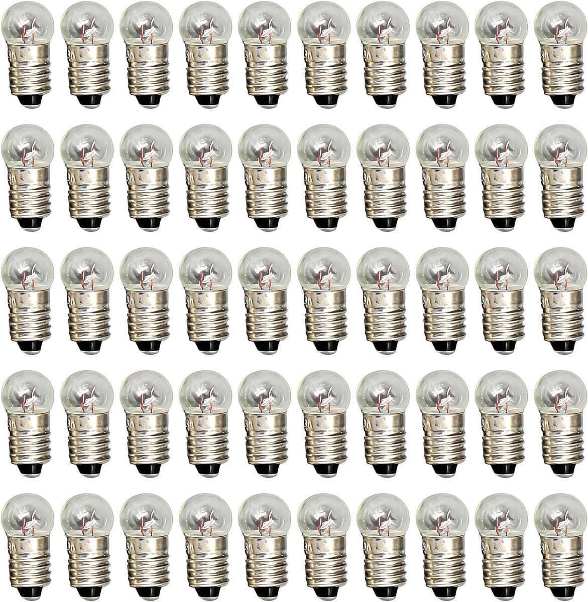 Set van 50 miniatuurlampen met schroefdraad, E10, 3,8 V, 0,3 A, warmwit, brede straal voor inspectielampen, zaklampen, microscopen en technische apparatuur, ideaal voor verschillende toepassingen