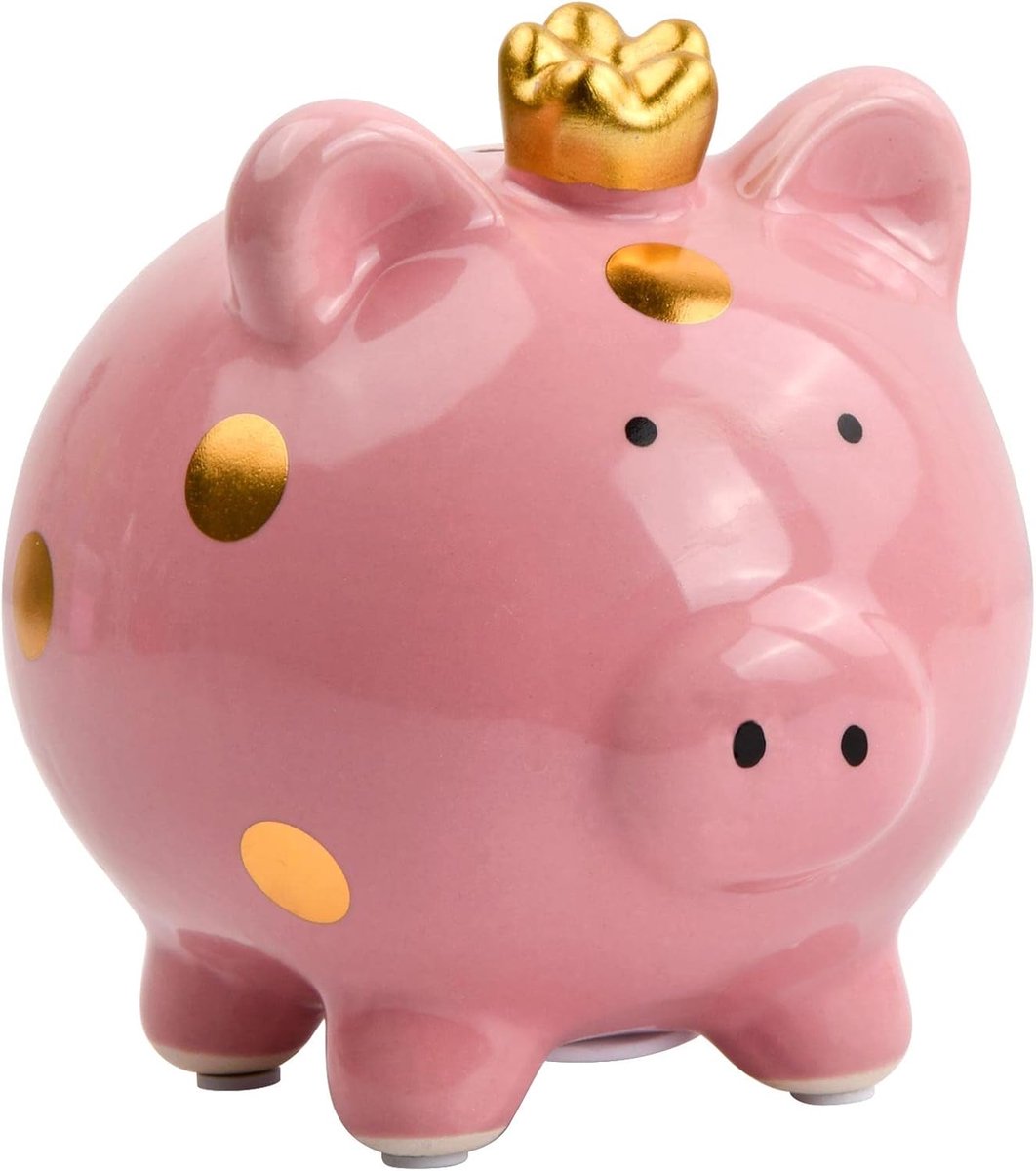 Spaarpot van keramiek, spaarvarken voor volwassenen en kinderen, geluksbrenger voor bruiloft, verjaardag, Kerstmis en Nieuwjaar (roze)