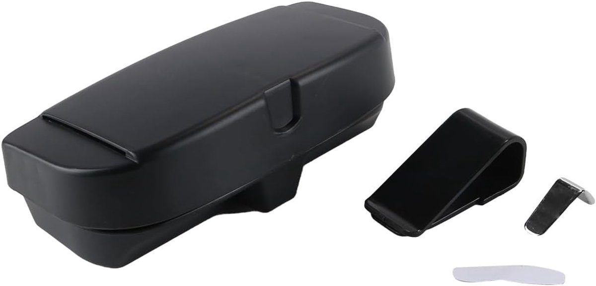Zonnebrillenhouder voor in de auto, ABS brillenkoker met kaartvak, Multifunctionele zonnebrillenbox, brillenhouder voor in de auto, zonnekleporganizer, zwart