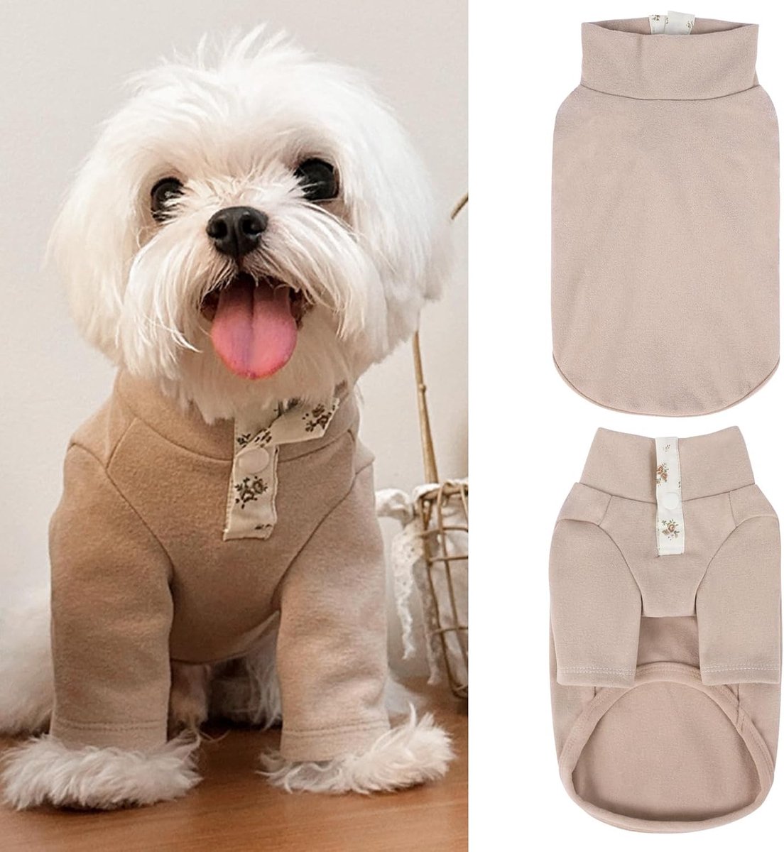 Sweatshirt voor Kleine Medium Honden Katten Herfst Pet T-Shirt Lange Mouw Puppy Outfit Casual Doggy Kleding voor Yorkie Chihuahua (M(3-4,5 kg), Coffee Solid)