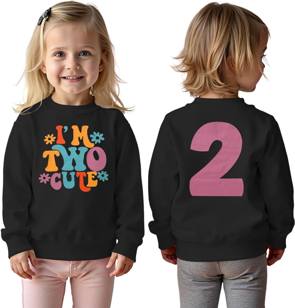 C&M WODRO 2e verjaardag meisje sweatshirt "I'm Two Cute" printer trui tweede verjaardag babykleding kinderen ronde hals lange mouwen baby aankondiging outfits herfst winter trui