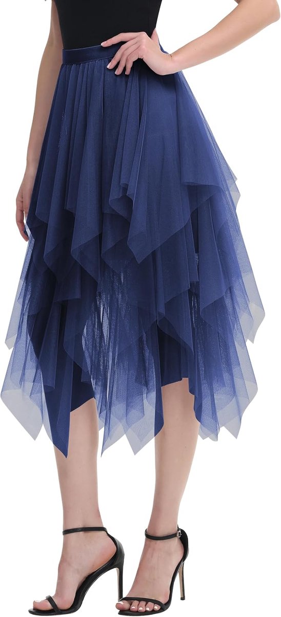 Tule rok asymmetrisch tule rok A-lijn midi rok puffy fee rok elegant zacht knielange gelaagde tutu rok