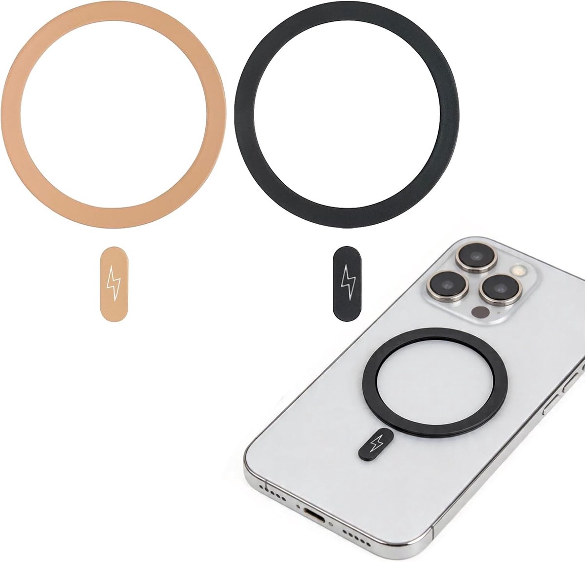 2 magnetische ringen, compatibel met MagSafe, ring Magsafe sticker voor iPhone 17, 16, 15, mobiele telefoon sticker met positioneringskaart, eenvoudige installatie