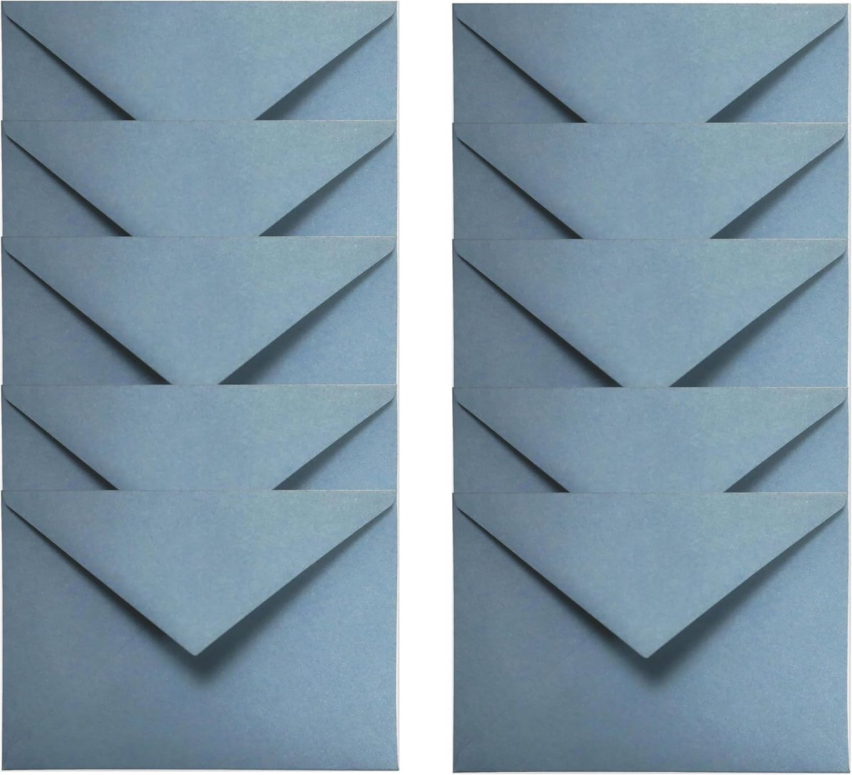 10 stuks, C6, 114 x 162 mm met katoenvezel, zonder venster met stickers voor kaarten, uitnodigingen, brieven, wenskaarten, verjaardagskaarten, Made in Italy (aqua blauw)
