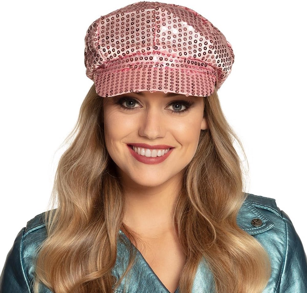 Glitter-paillettenpet voor dames, pailletten, disco baseballpet in jaren '70 vintage stijl, elastische stretch-fit, themafeest, muts voor carnaval, festival, vrijgezellenfeest en zomer