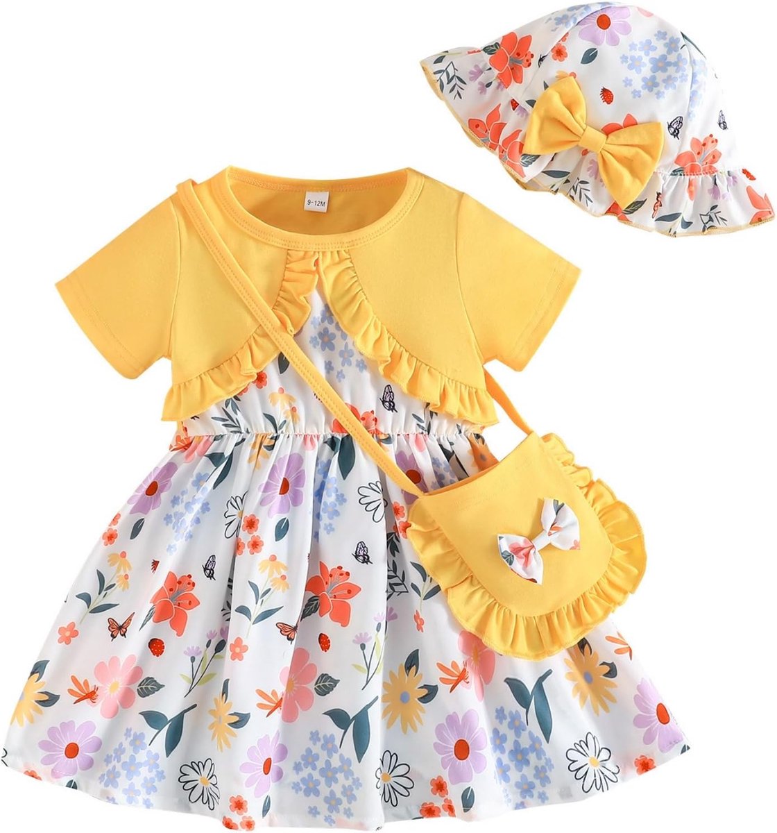 Meisjes Jurk Zomerjurk Meisje Bloemenjurkjes Zomerkleding Voor Meisjes met Hoedje en Tasje