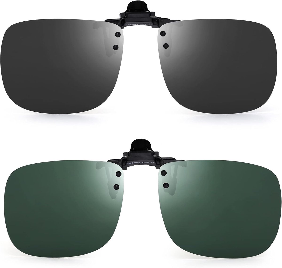Clip gepolariseerde zonnebril met frameloze flip up glazen voor brillen .., grijs en groen, one size