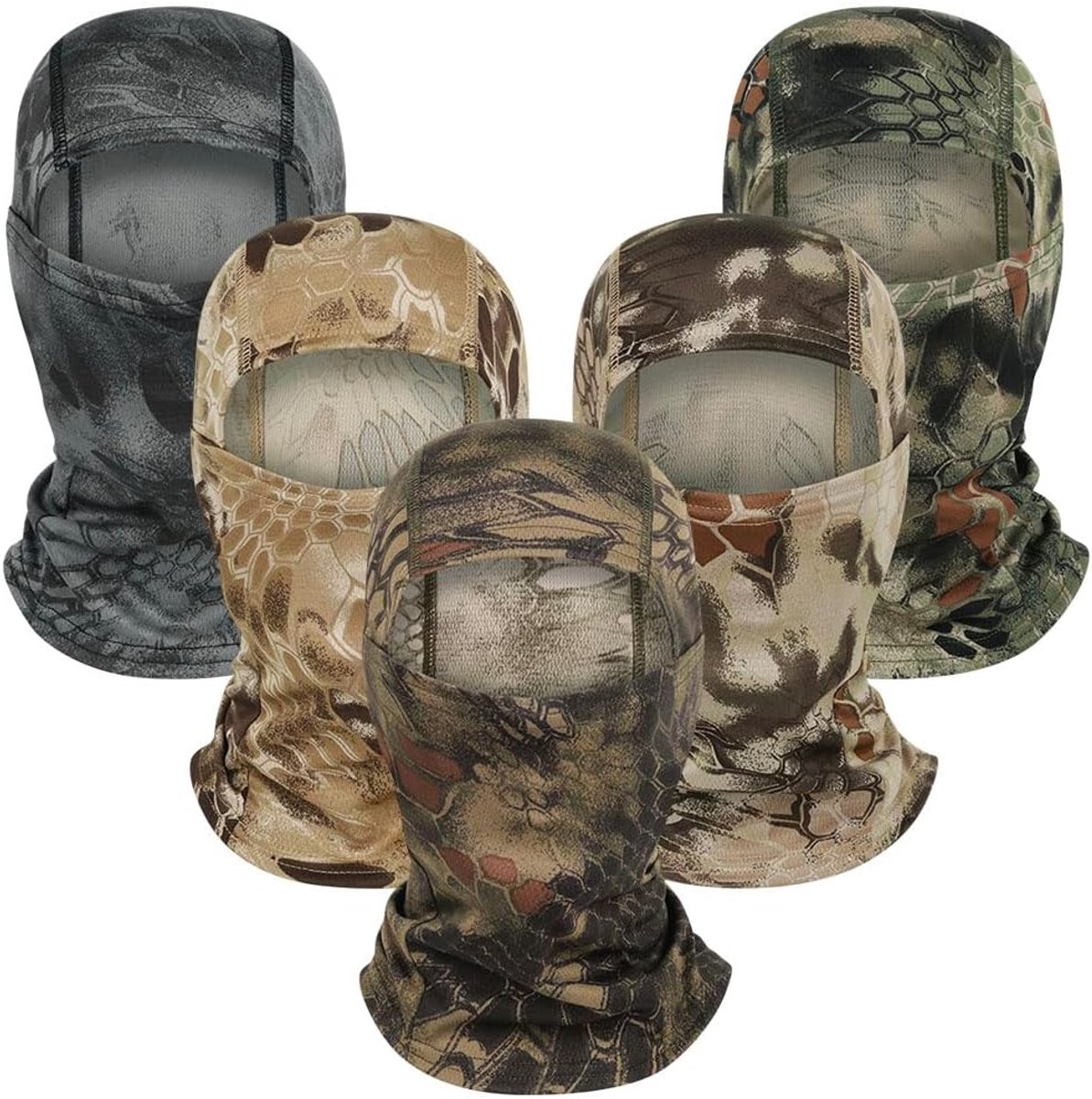 5 STKS Camo Bivakmuts Ski Gezichtsmasker Volledige Gezicht_Masker Winddicht UV Bescherming Cover voor Mannen Vrouwen Outdoor