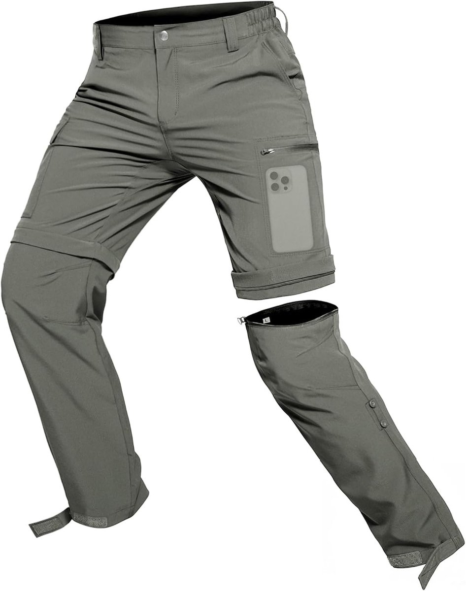 Heren Wandelbroek Zip Off Lichtgewicht Ademend Qiuck Dry Convertible met 5 Zakken voor Trekking Cargo Tactische