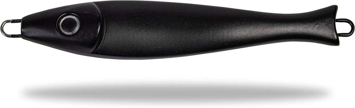 Premium Big Head Pilker visaas voor zeevissen, kunstaas voor grote dieptes in Noorwegen in klassieke vorm, scherpe en stabiele boringhaken, zwart, 200 g