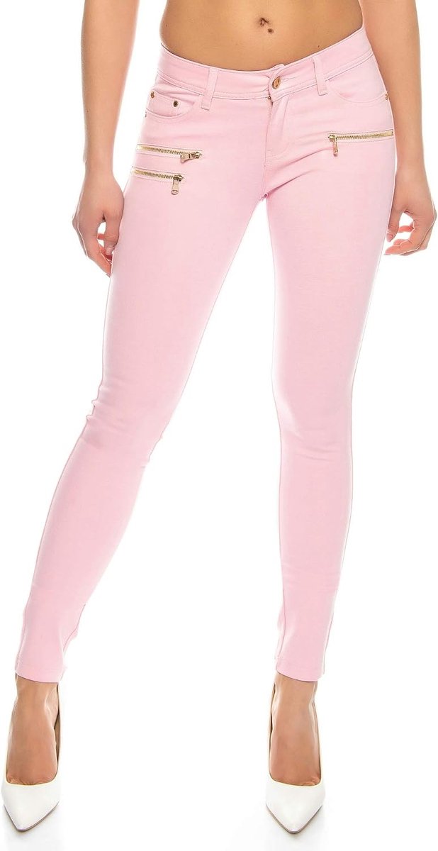 Age Damesbroek jegging rits stijlvol H086, roze, 36