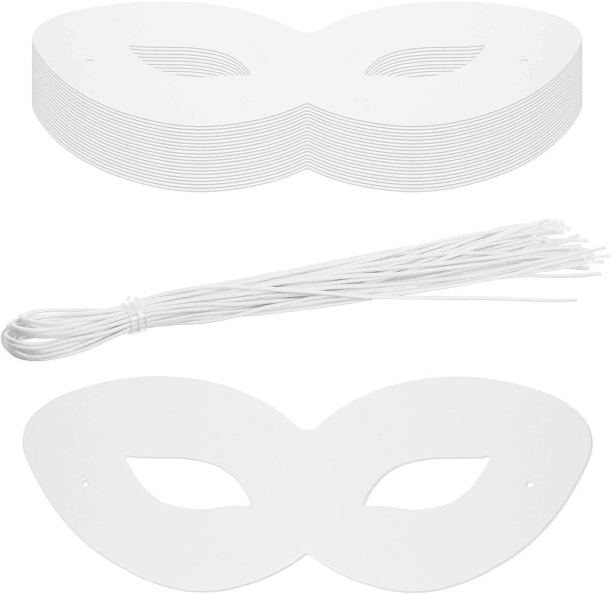 Maskers om te beschilderen, 18,5 x 7 cm, witte papieren