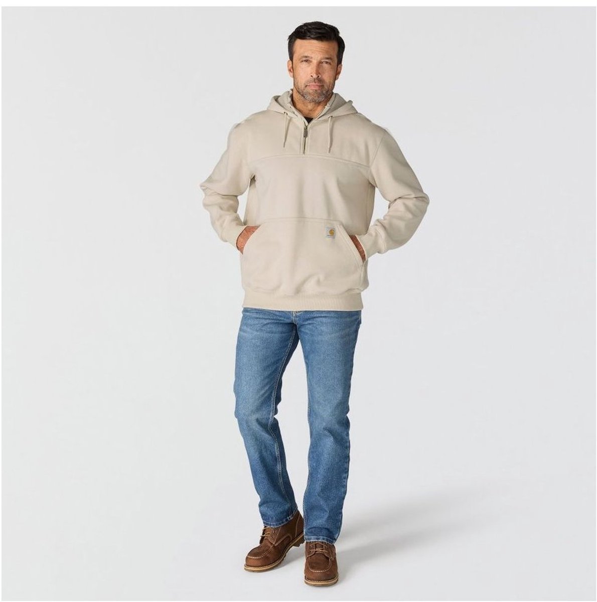 Carhartt Paxt-sweatshirton met 1/4-rits 100617 Cobblestone