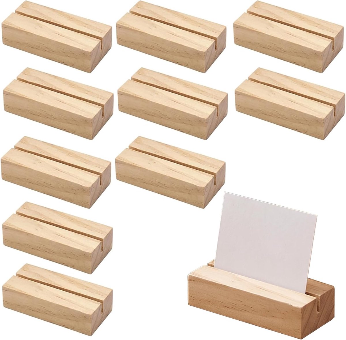 20 stuks houten tafelkaarthouder met schuine sleuf, rustieke kaarthouder, robuuste menukaarthouder voor bruiloften, restaurants, banketten, feesten, menukaarthouder