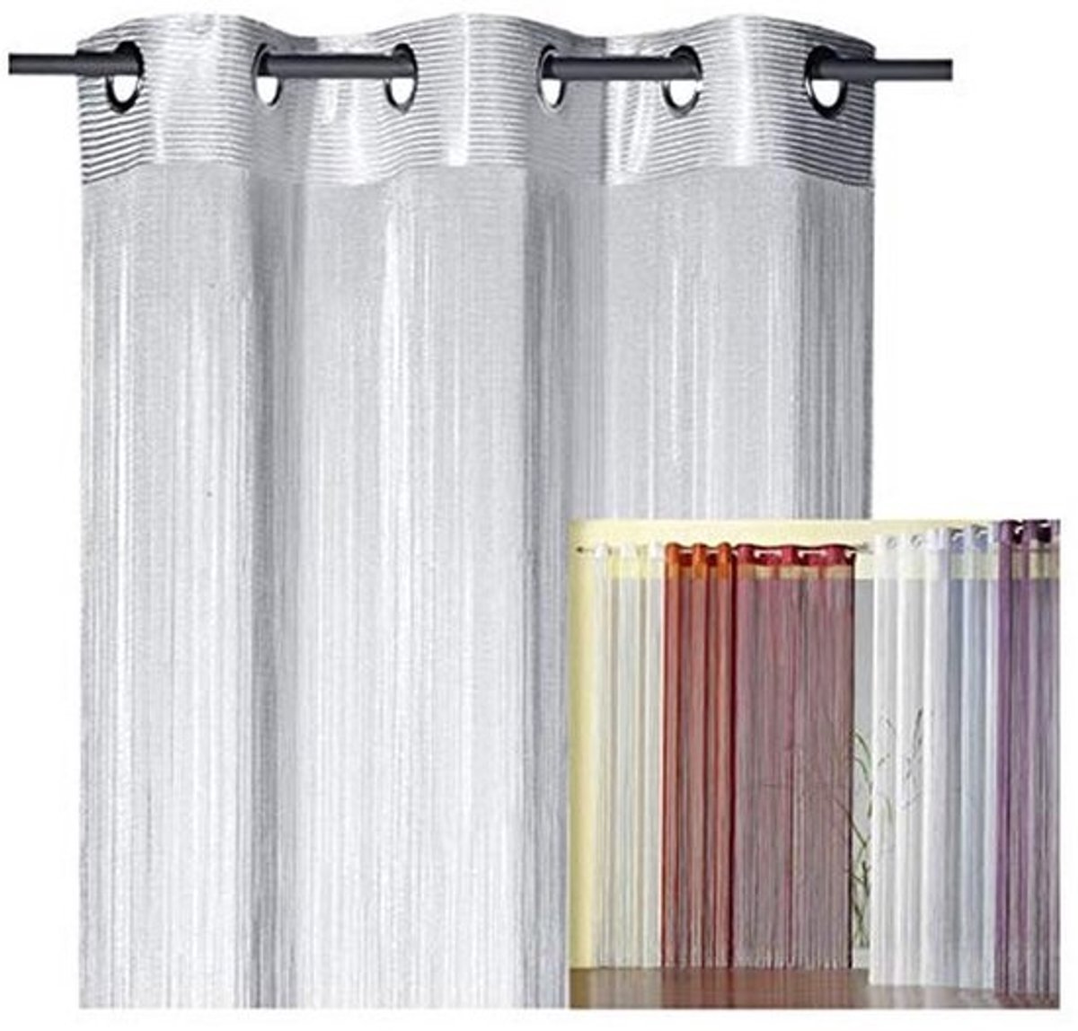 Draadgordijn met Inslagringen als Ruimteverdeler en Insectenbescherming - 245x148 cm - Zilver