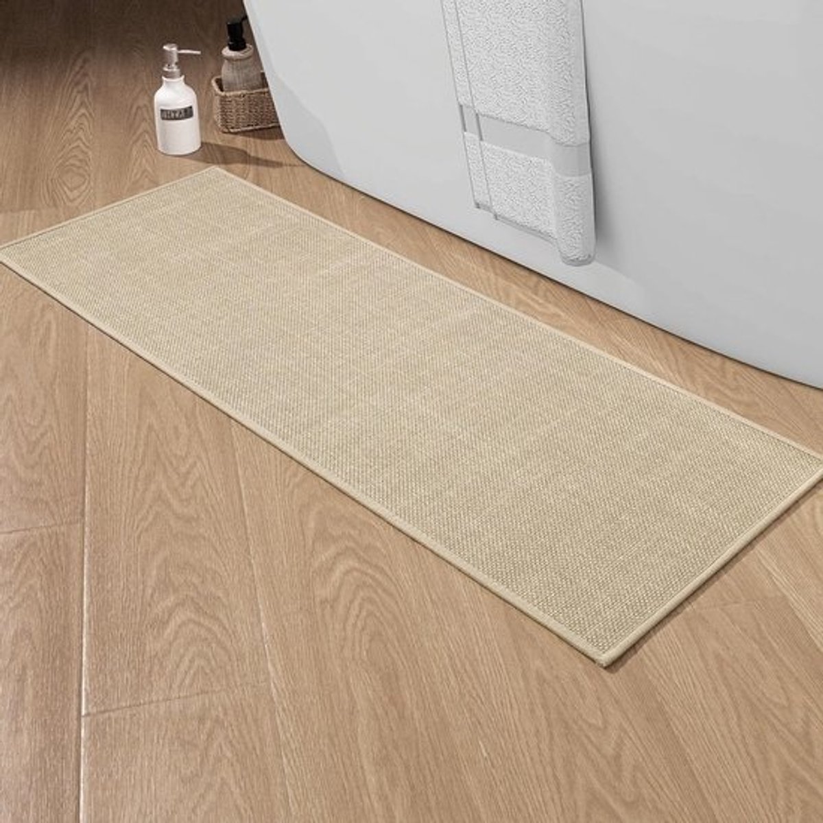 Antislip Badkamertapijt 43 x 120 cm - Wasbare Douchemat Beige