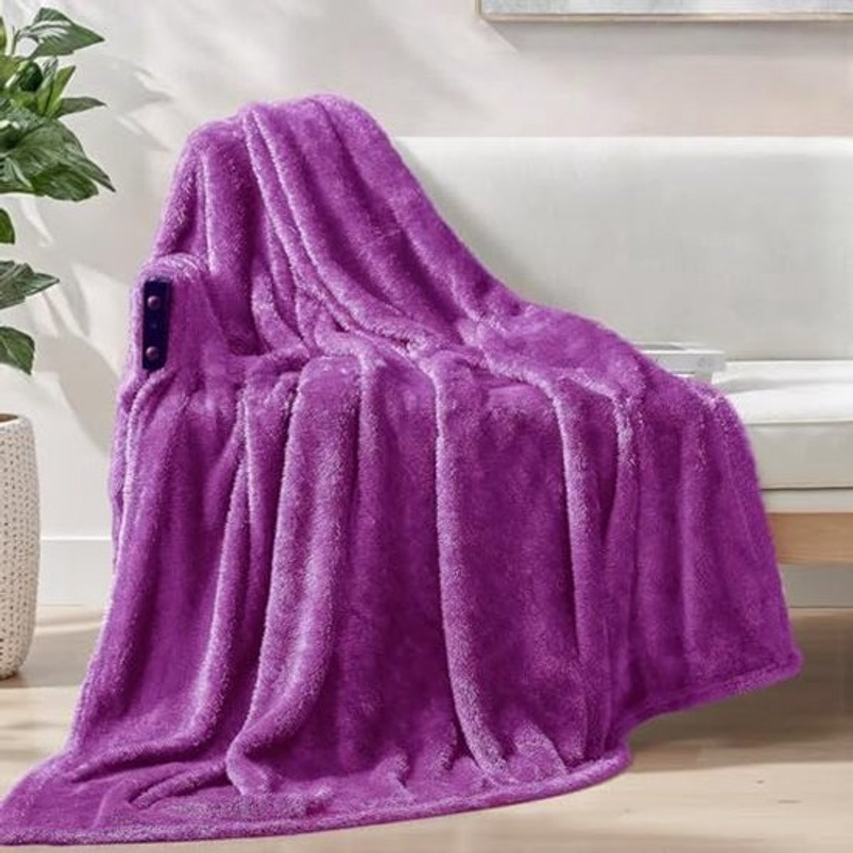Fleece plaid - Zachte deken - Bank en sofa - Extra zacht geborsteld - 127 x 178 cm - Paars