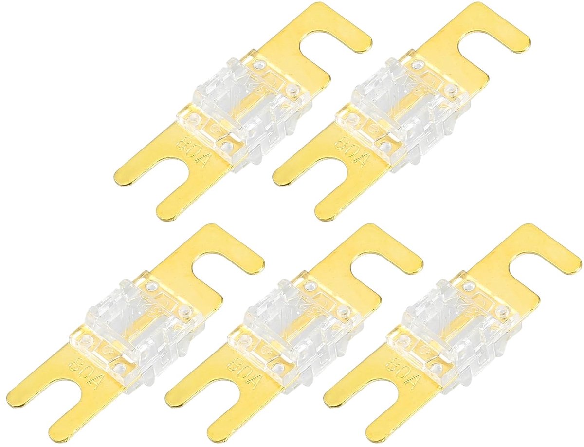 Mini ANL Zekeringen 80A / Audio CD Zekering voor Auto / 5 Stuks Gouden Toon Wit