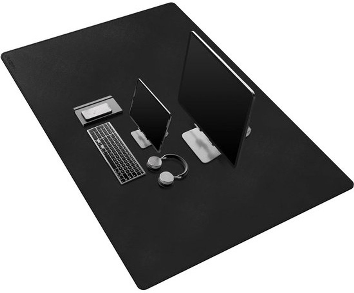 SnelShoppen - Desk Pad 120 x 70 cm Dubbelzijdig Premium Wasbare PU Leer Muismat Duurzaam Ultra Dun (Zwart)