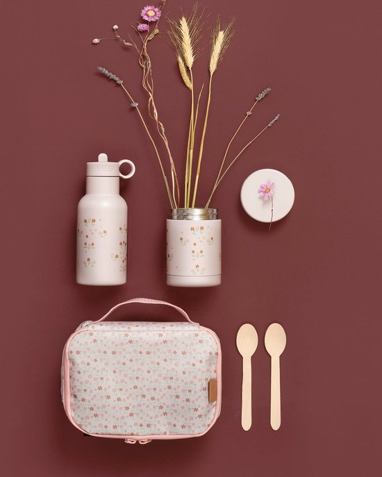 Fresk Koeltas Kind - 2.5 L - Lunchtas Meisje - Thermische Lunch Koeltas - Met Bestekvak - Waterafstotende Lunchtas - Crème - Garden Flowers van Fresk — afbeelding 3