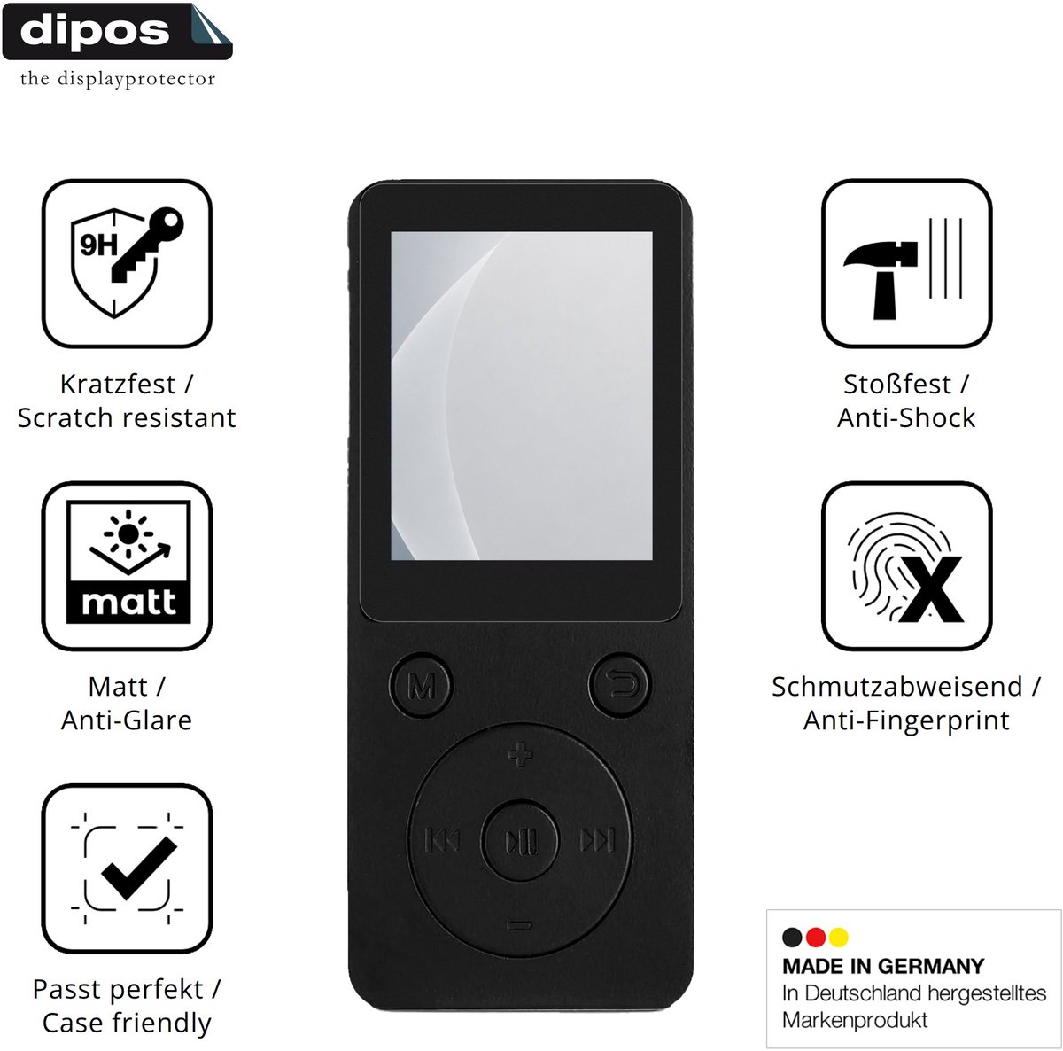 dipos – 2x Matte Pantserfolie geschikt voor Waufoae WDY-MP3-MXWf | 9H Screenprotector