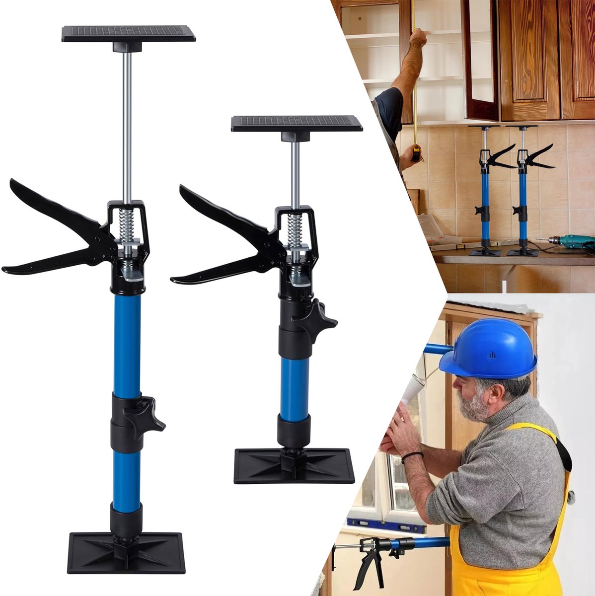 2 Telescopische Steunstang - Plafondsteun Montagesteun - Antislip Telescopische Stang - Deurspanner - Voor Plafondmontage Gipsplaat