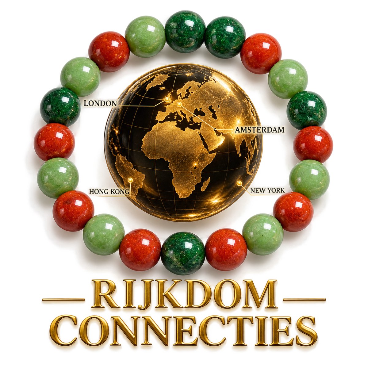 S4H® Rijkdom & Connecties Edelstenen Armband – 8 mm Kralen – 19-21 cm – Aventurijn, Jade & Carneool – Succes, Voorspoed & Netwerken