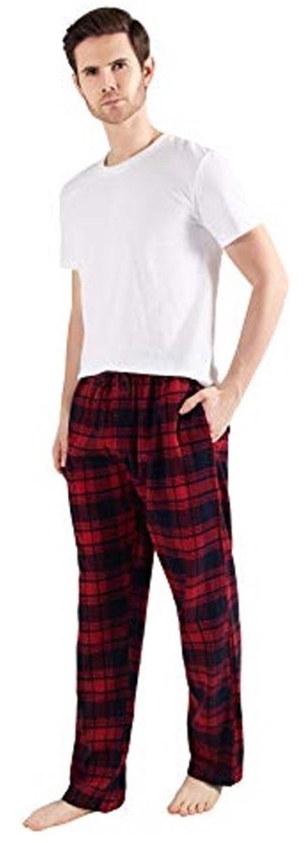 Comfortabele 100% Katoenen Flanellen Pyjama's met Zakken voor Mannen