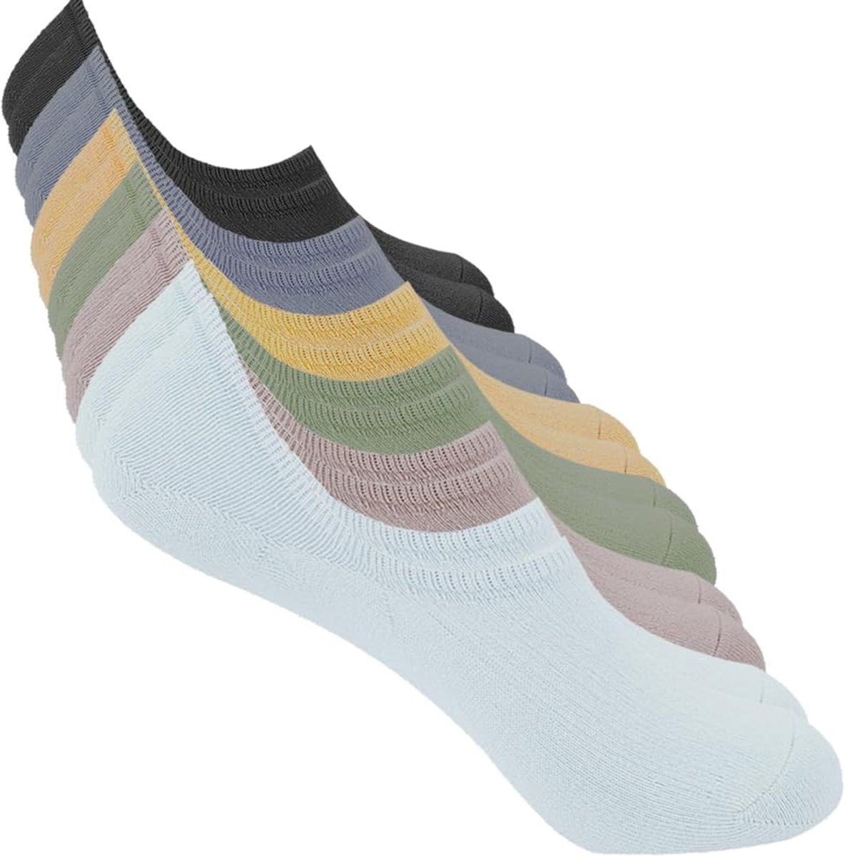 Sokken voor mannen en vrouwen, korte sokken, antislip, ademend, van katoen, voor platte mocassins, sneakers, 6 paar