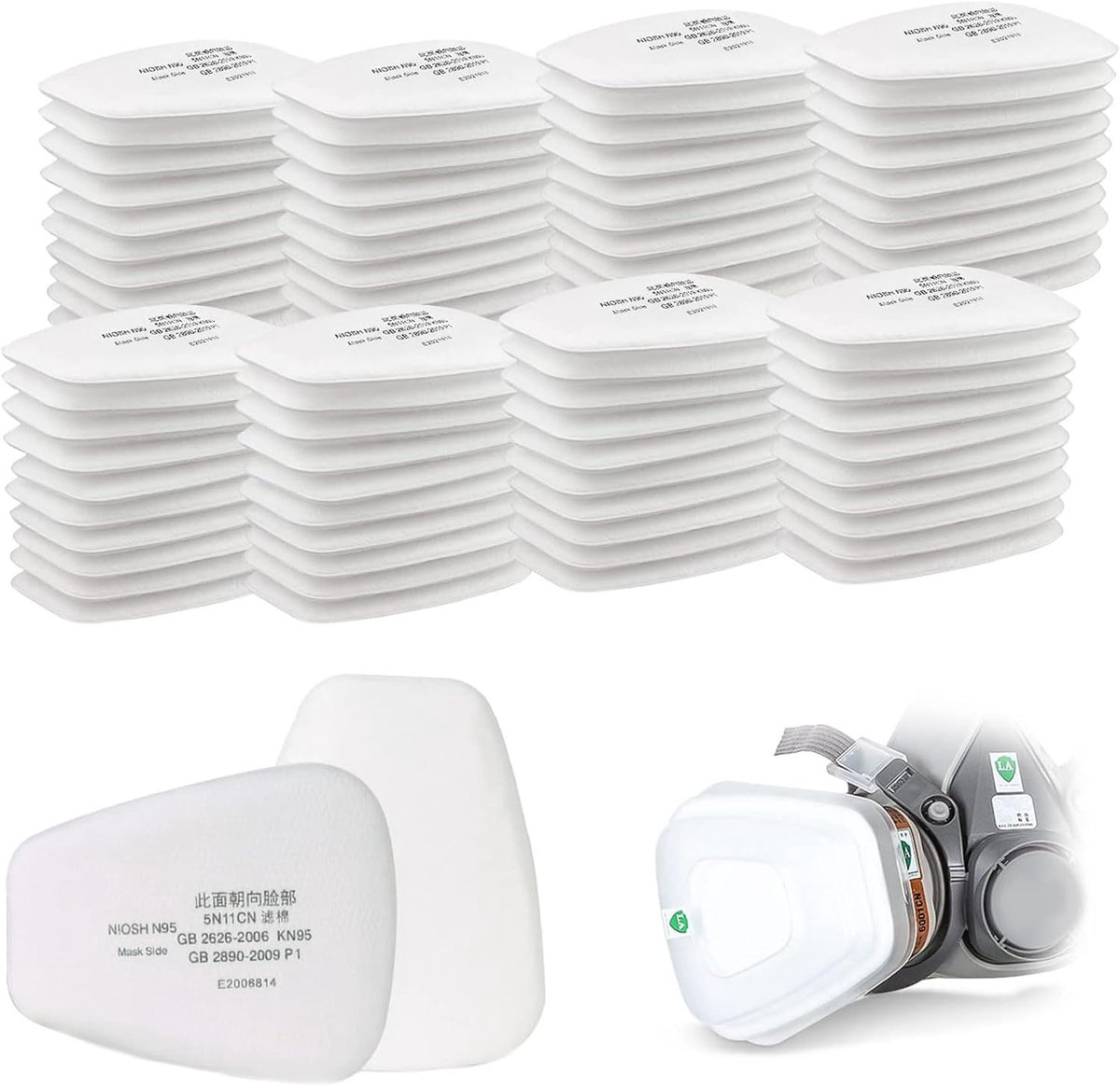 Filters, 3M katoenen filters, volledige filterwatten, filters voor 6000, 6200, 6800, 7501, 7502, FF402 (wit)