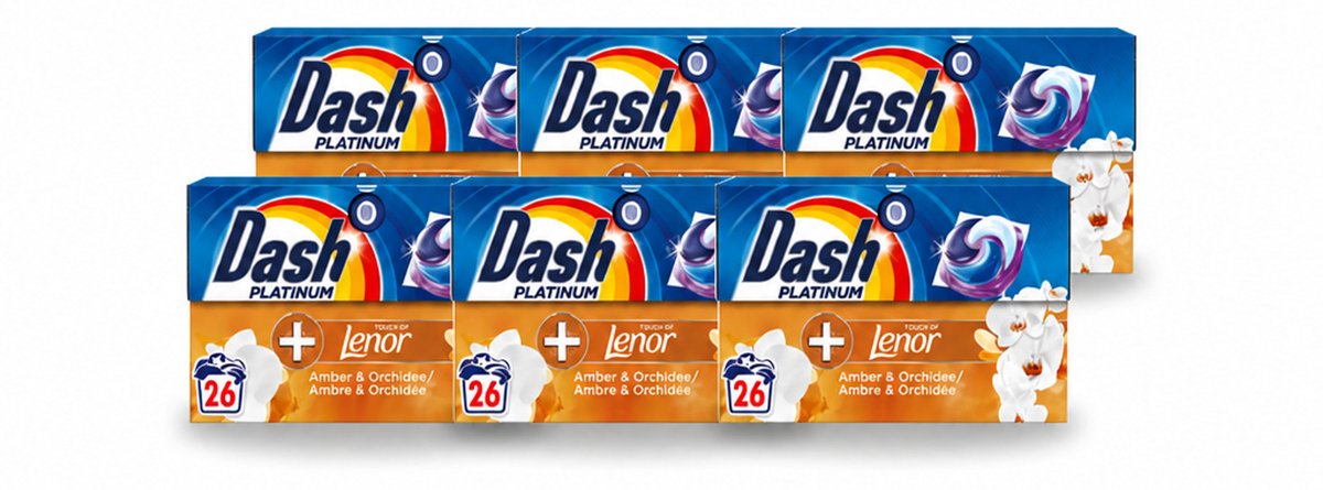 6 x Dash – Wasmiddelcapsules – 4in1 Pods Amber & Orchidee – 26 capsules - Voordeelverpakking - 6 stuks