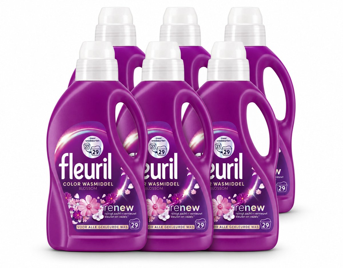 6 x Fleuril – Wasmiddel - Color Blossom – 29 wasbeurten – 1,305 L - Voordeelverpakking - 6 stuks