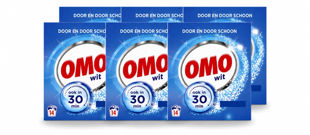 6 x OMO – Waspoeder – Wit – 14 Wasbeurten - Voordeelverpakking - 6 stuks