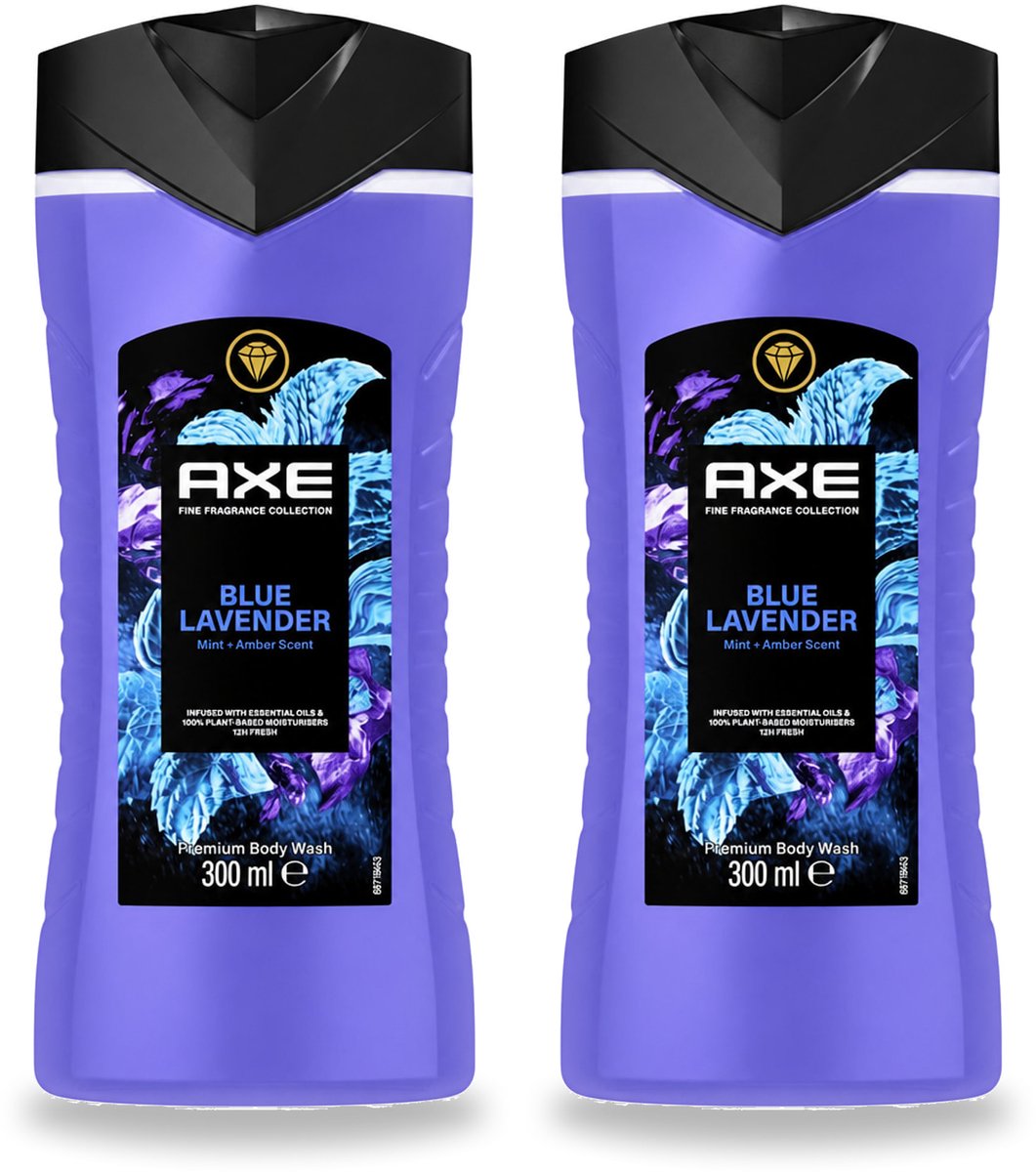 2 x AXE - Douchegel - Blue Lavender - Kalmerend - Premium Geur - 300 ml - Voordeelverpakking - 2 stuks
