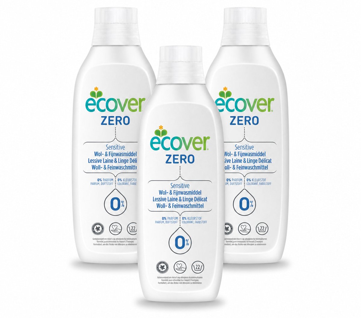 3 x Ecover - Vloeibaar wasmiddel - Wol & Fijnwas - 1 liter - Voordeelverpakking - 3 stuks
