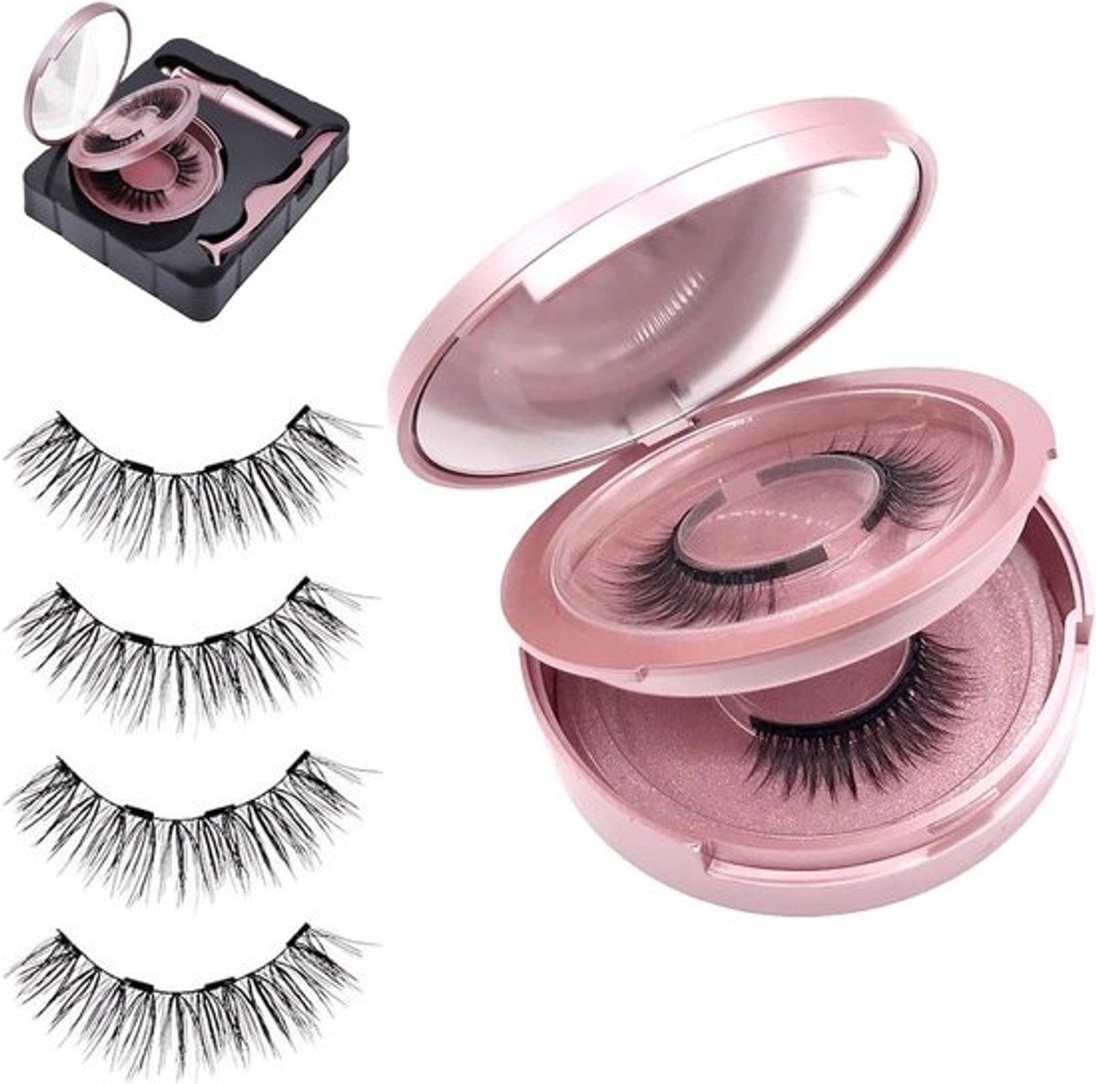 Natuurlijke magnetische wimperset met eyeliner en wimperclip - herbruikbare wimpers