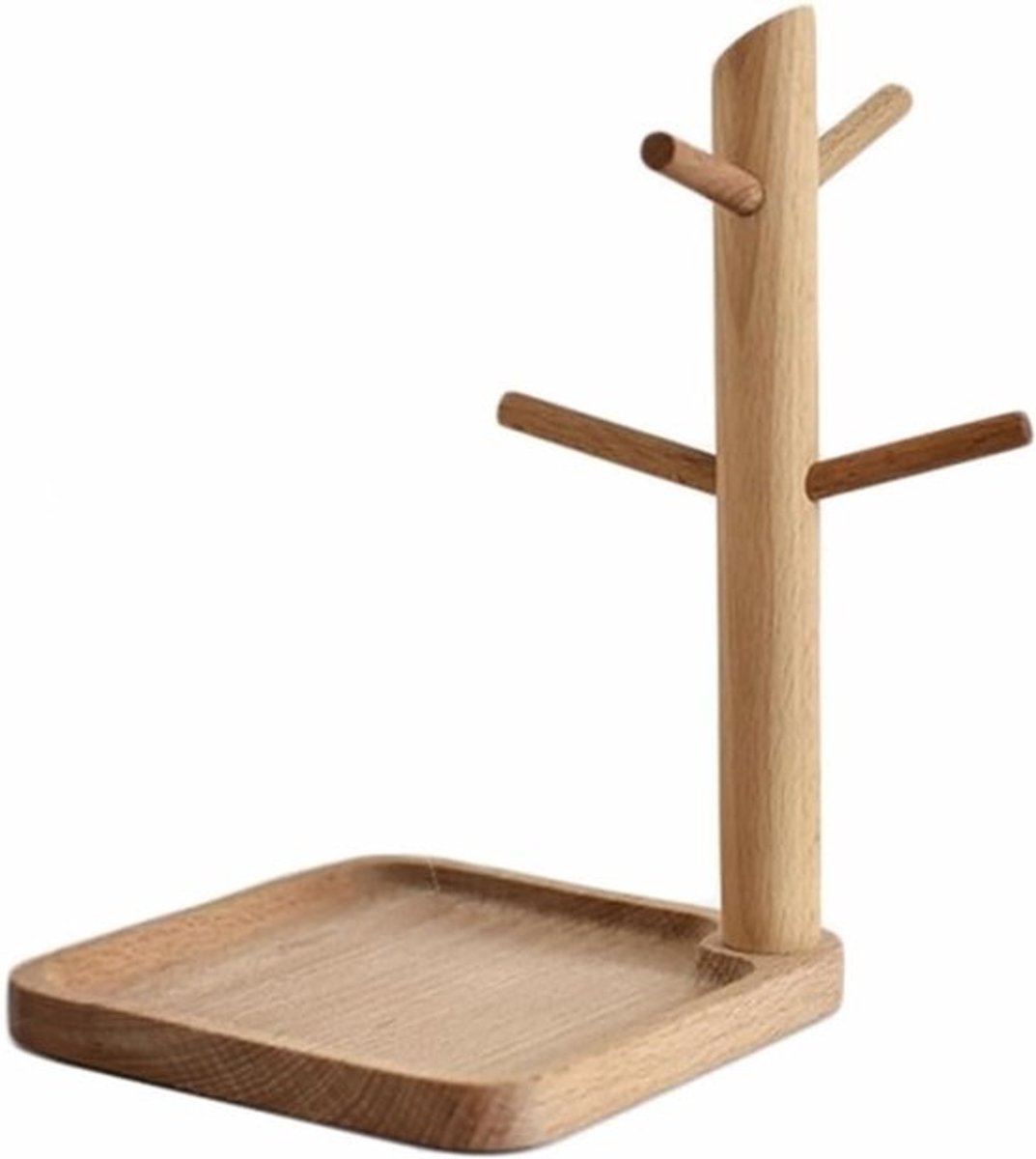 Houten Sleutellade met Sieradenstandaard en Entree Organizer, Stabiele Vierkante Basis voor Kettingen, Oorbellen, Ringen en Sleutels, Ideaal voor Slaapkamer en Kledingkast