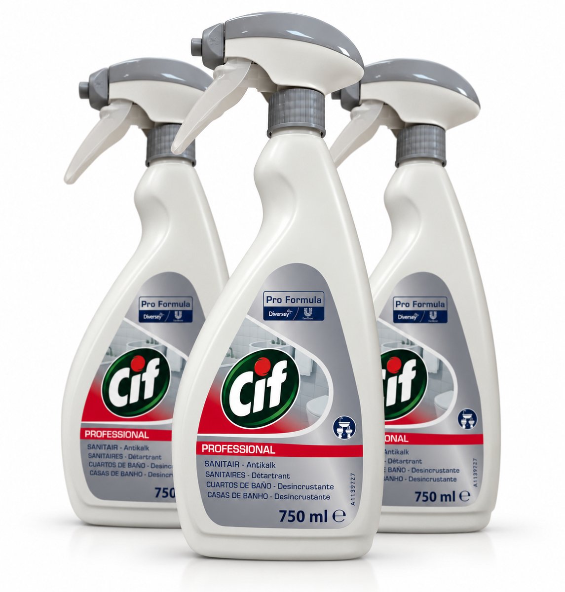 Cif Professional Sanitair Antikalk Spray – Badkamerreiniger & Kalkreiniger – Tegen Kalkaanslag – 3 x 750 ml