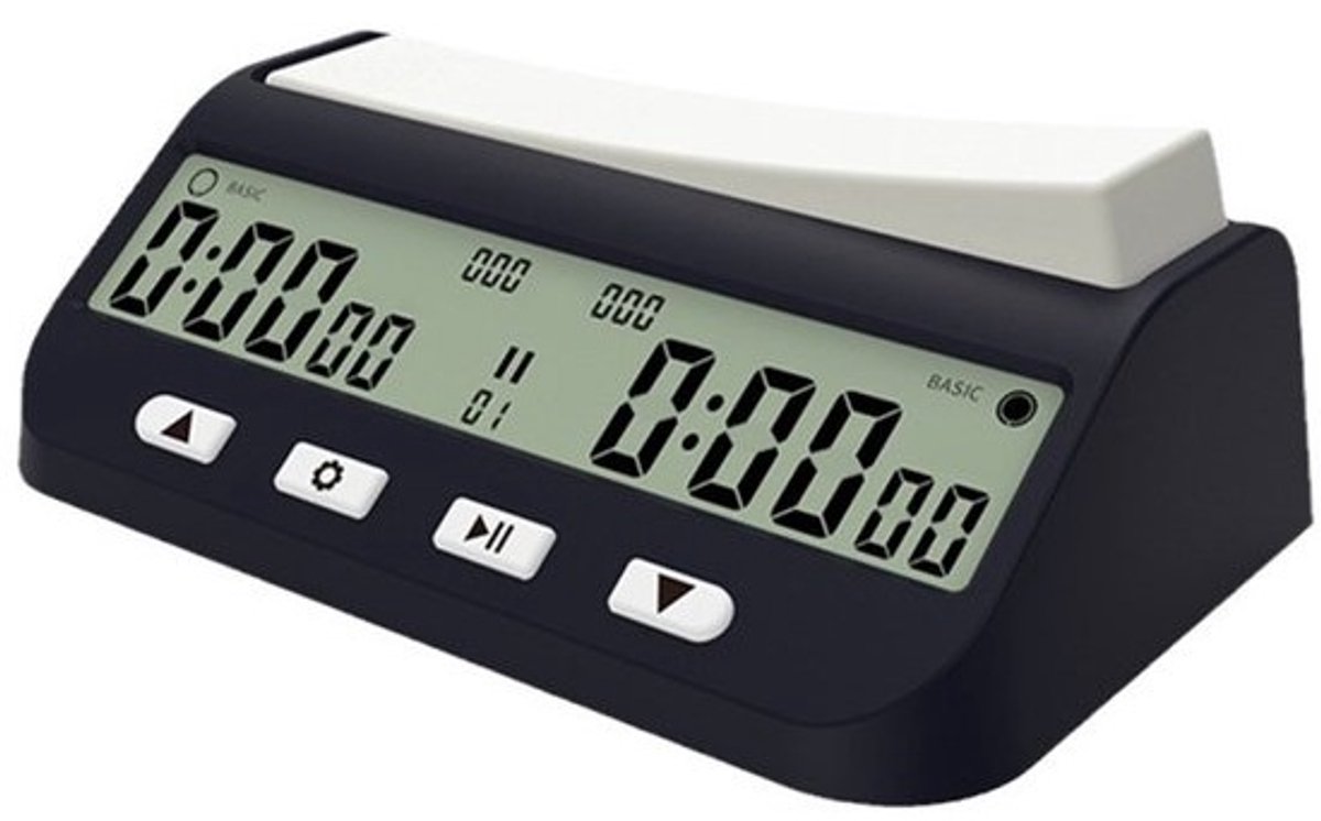 Digitale schaaktimer - Schaakklok met stopwatch - Schaakspelletjes - Multifunctionele timer - 15 x 9 x 6 cm - Zwart
