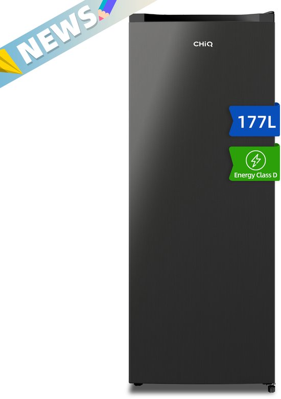 Zwarte CHiQ vriezer van 177 liter met energielabel D.