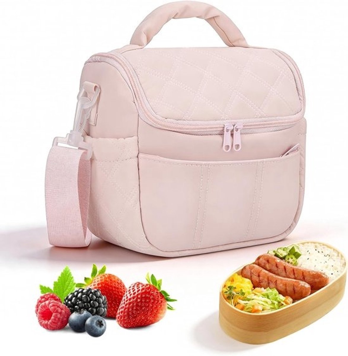 Stijlvolle geïsoleerde koeltas voor vrouwen - Lunch, picknick en uitjes (Roze)
