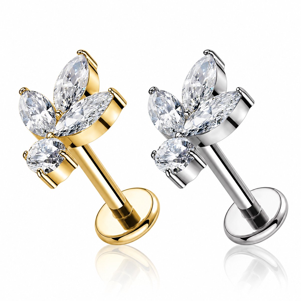 Maevi® Piercing voor Oor - Kleur: Goud - Formaat: 12 x 6 MM - Titanium - Tragus / Kraakbeen / Helix / Conch - Oorpiercing - Piercing Sieraad - Hoge Kwaliteit - Labret Piercing - Luxe Sieraad - Oorbellen