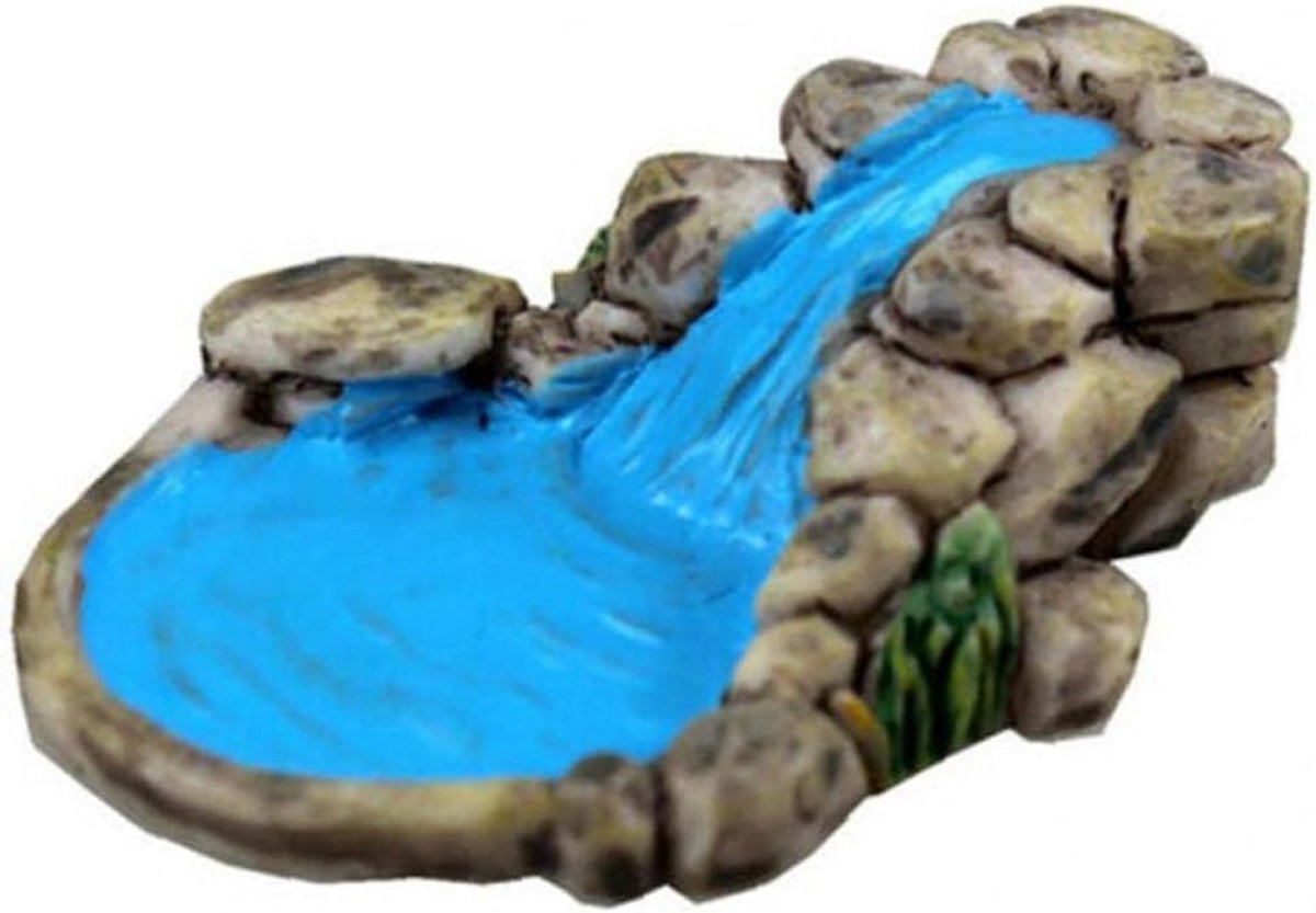 Feeëntuinset met miniatuurvijver, weerbestendige mini-landschapsdecoratie voor tuin en balkon, beekloopaccessoires, doe-het-zelf miniatuurwereld, kunststof
