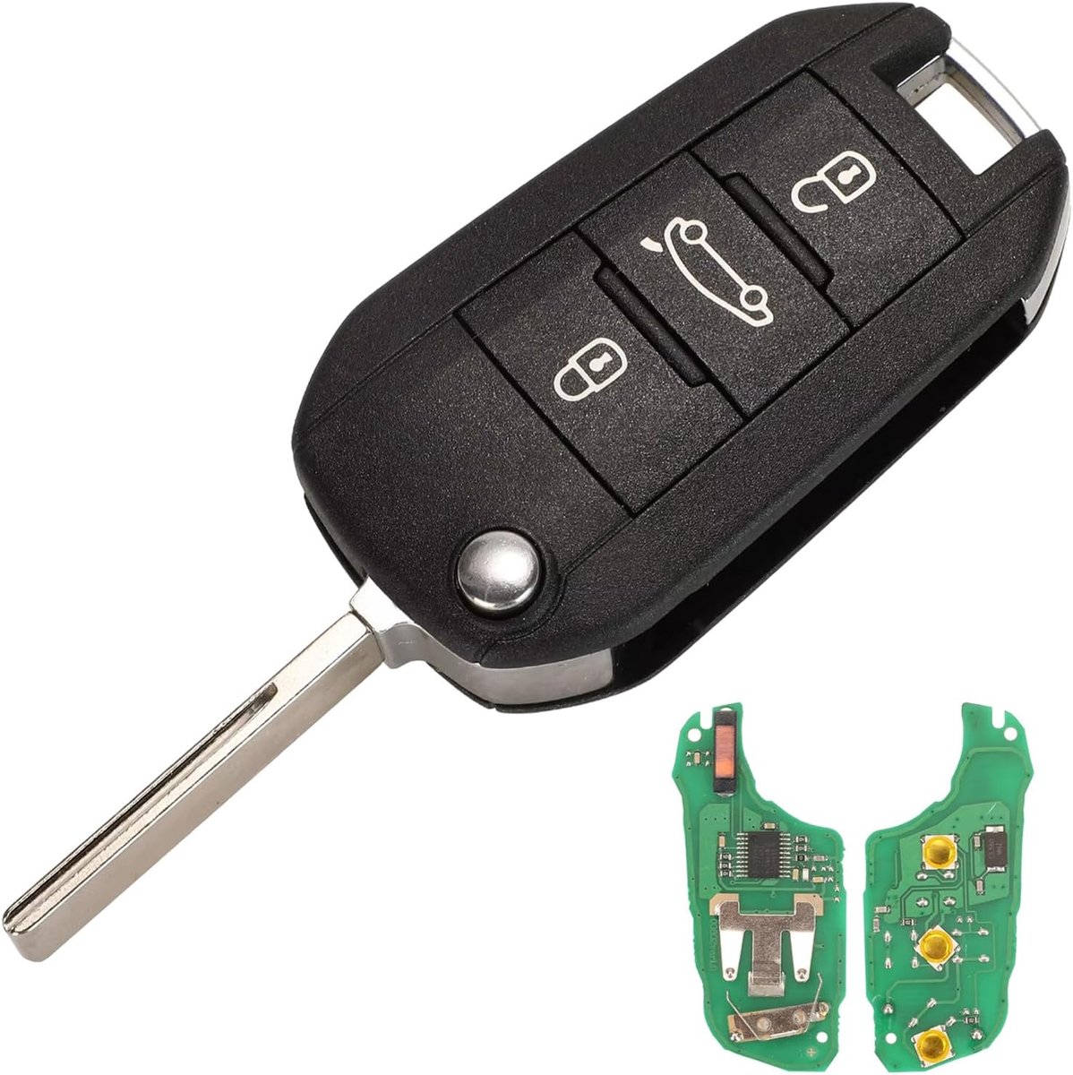 Horse Peugeot Sleutelbehuizing met afstandsbediening, 3 toetsen, AVCE 434 MHz, 4 A, complete sleutel HU83, lemmet voor Peugeot 208 2008 308 3008 508 5008 Citroen C3 C4 Berlingo sleutelbehuizing