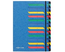 Organizer met 24 vakken en A-Z register in blauw